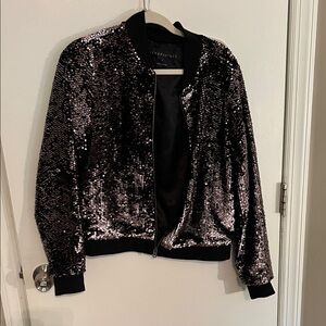 Aeropostale Black Sequin Bomber Jacket